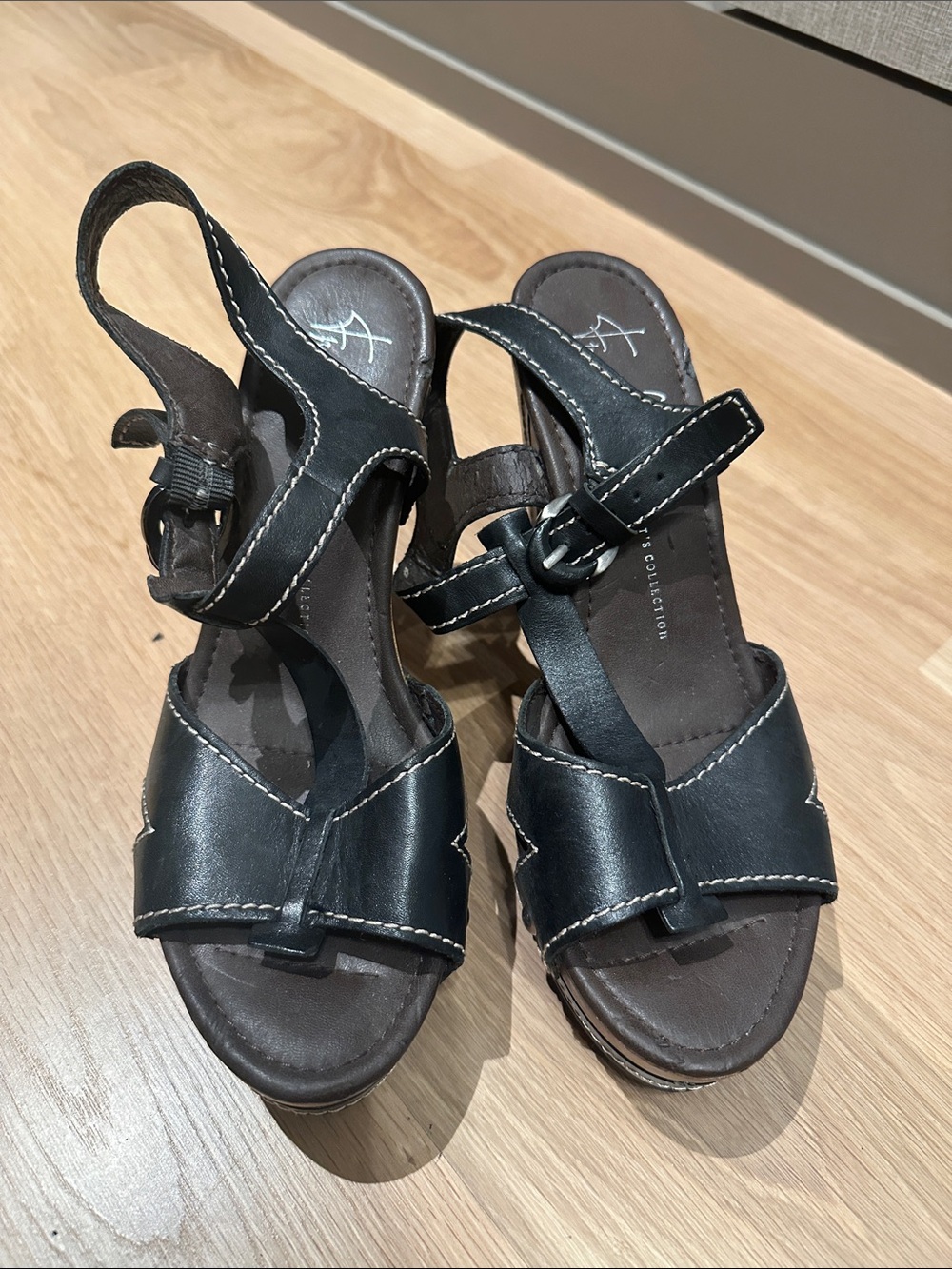 Franco Sarto Black Leather Slingback Heels